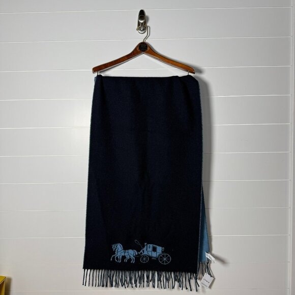 COACH Women's Horse And Carriage Double Face Oversized Muffler Midnight Navy - Picture 1 of 8